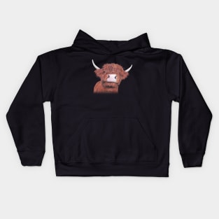 Highland Cow colour illustration tattoo style T-Shirt Kids Hoodie